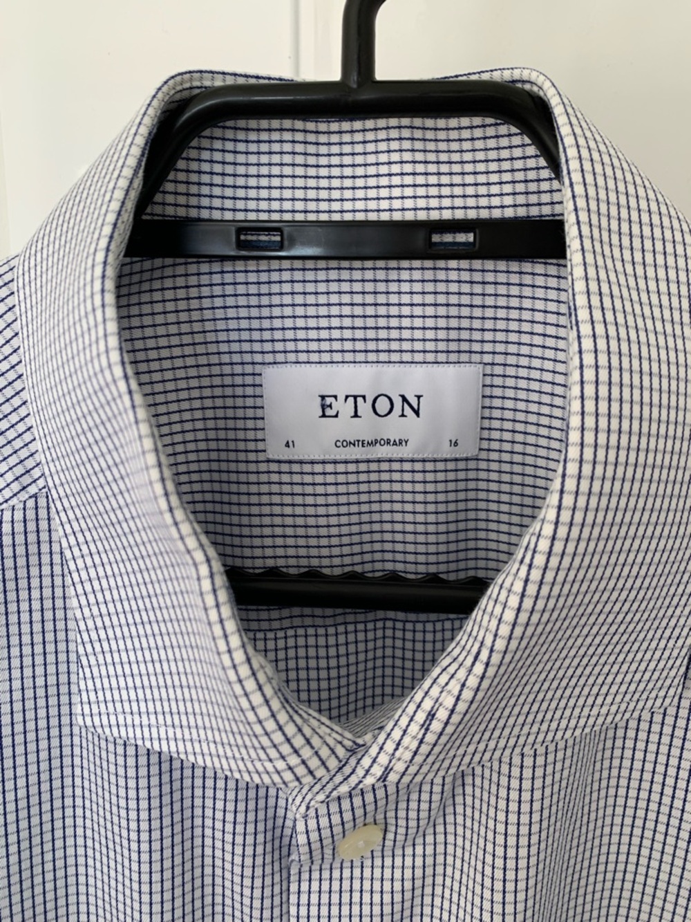 Eton Dress Shirt 100% Cotton Men's size 42-16 ½ Light Blue Micro-Check - Picture 2 of 13
